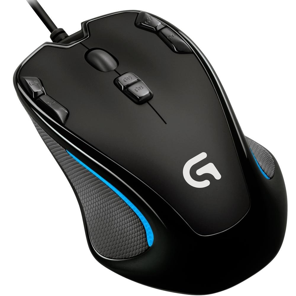 Mouse Gamer Òptico Logitech G300s com Design Ambidestro, Memória Integrada e 9 Botões Programáveis 2500DPI