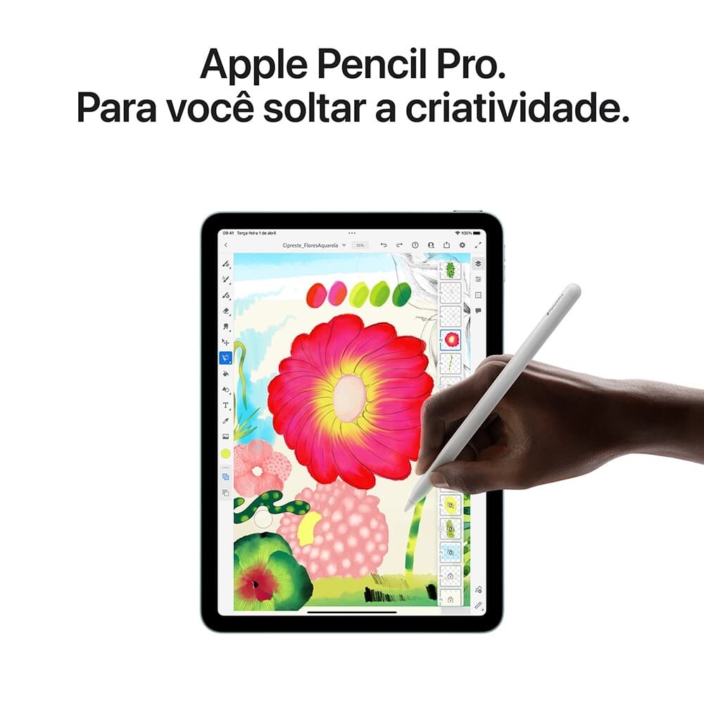 iPad Air Apple 11" 1 TB, Chip M3, Wi-Fi + Cellular, Câmera Traseira 12MP, Estelar - MCGA4BZ/A