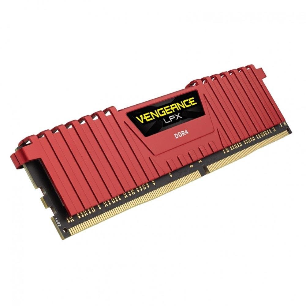 Memória Corsair Vengeance LPX, 8GB, 2400MHz, DDR4, CL16, Vermelho - CMK8GX4M1A2400CL16R