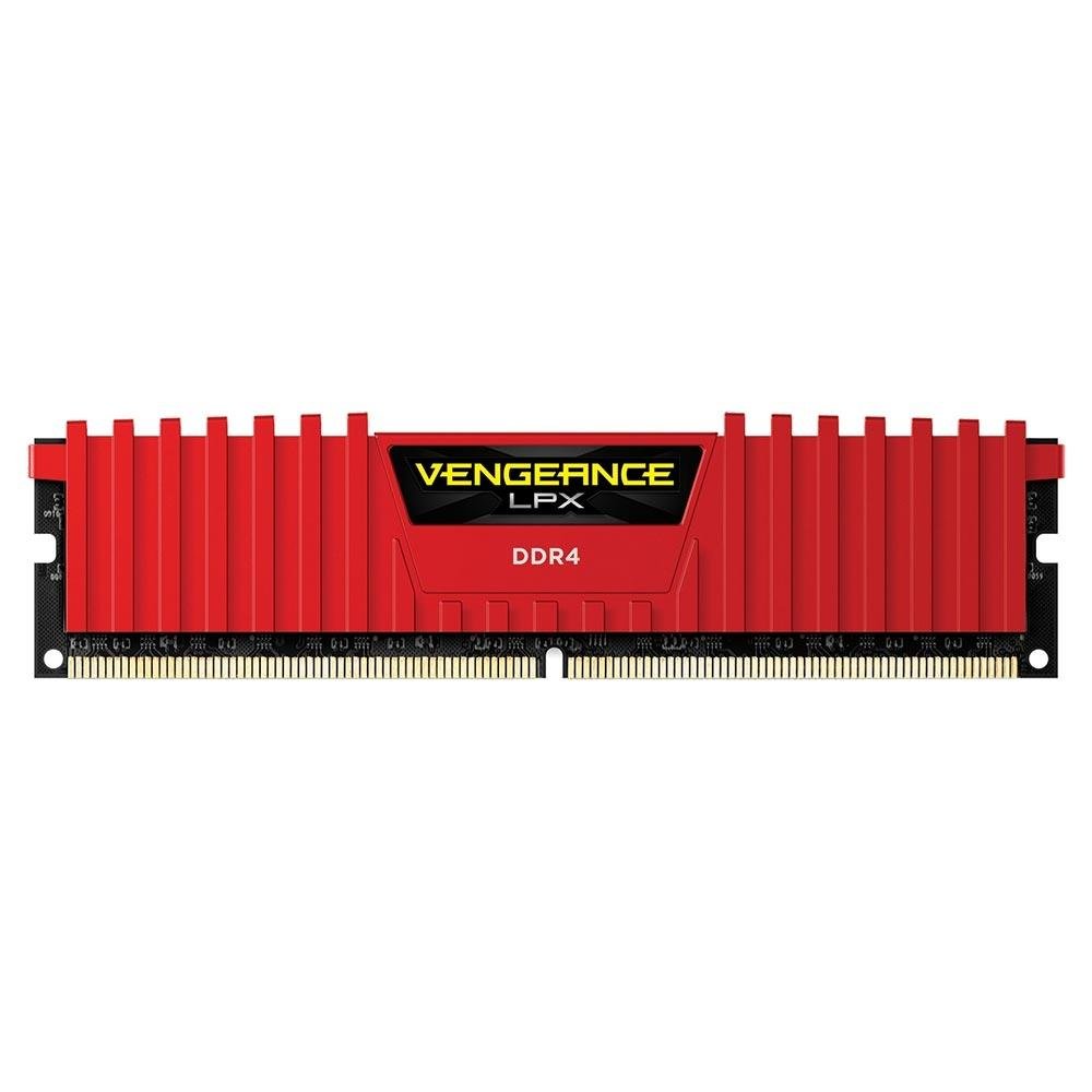 Memória Corsair Vengeance LPX, 8GB, 2400MHz, DDR4, CL16, Vermelho - CMK8GX4M1A2400CL16R