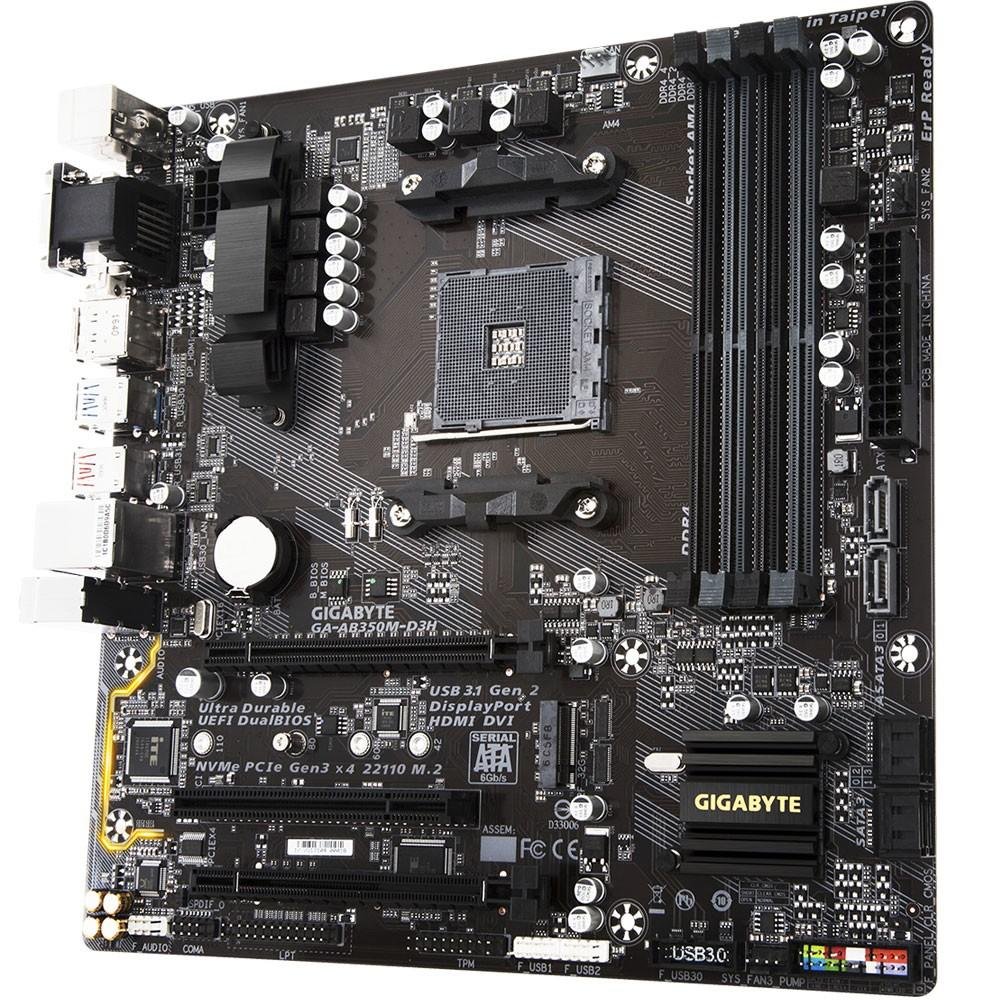 Placa-Mãe Gigabyte GA-AB350M-D3H, AMD AM4, mATX, DDR4 Placa-Mãe Gigabyte GA-AB350M-D3H, AMD AM4, mATX, DDR4