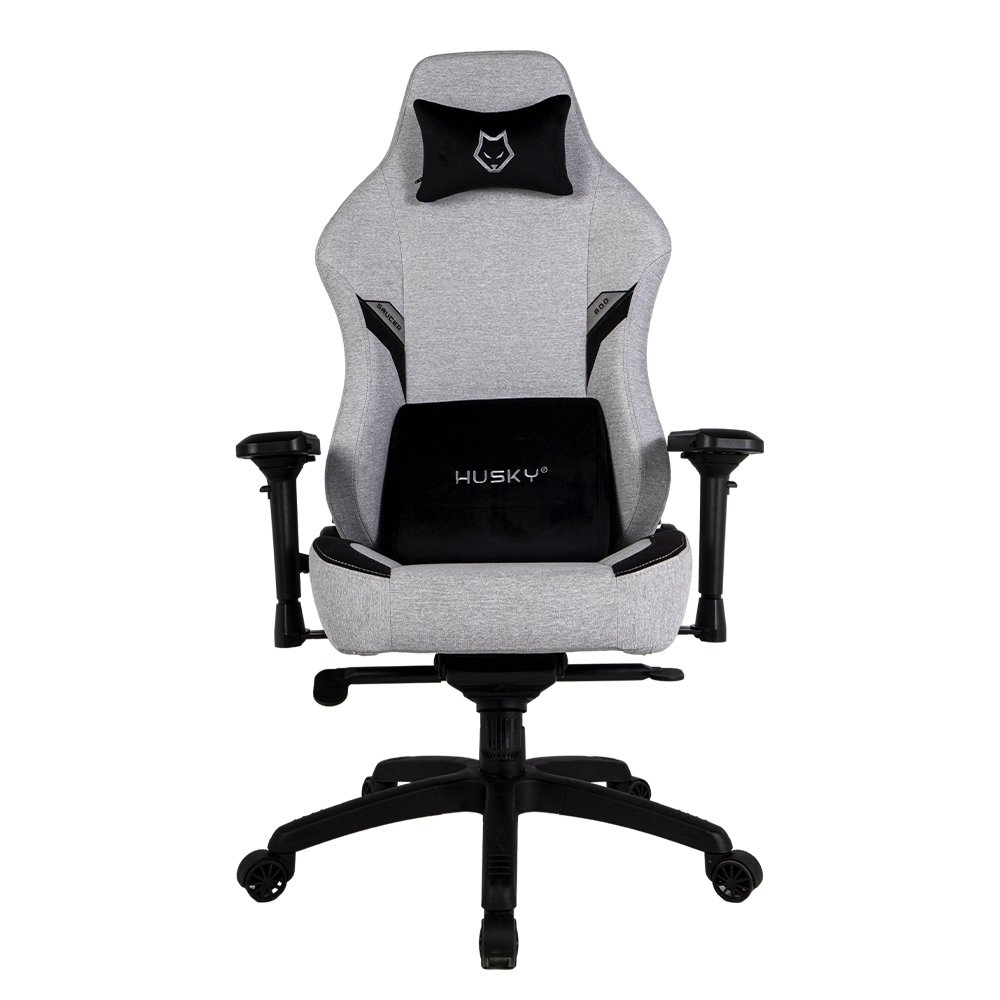 Cadeira Gamer Husky Saucer, Até 150Kg, Braço 4D, Almofadas de Apoio, Massageador de Lombar, Reclinável 135º, Tecido, Cinza - HCG800CZT - view 3