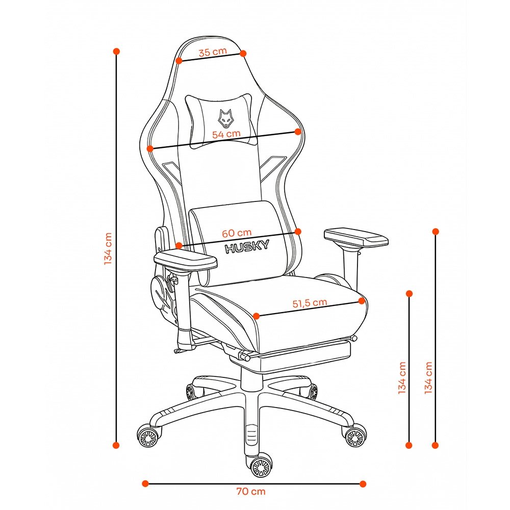 Cadeira Gamer Husky Saucer, Até 150Kg, Braço 4D, Almofadas de Apoio, Massageador de Lombar, Reclinável 135º, Tecido, Cinza - HCG800CZT - view 12