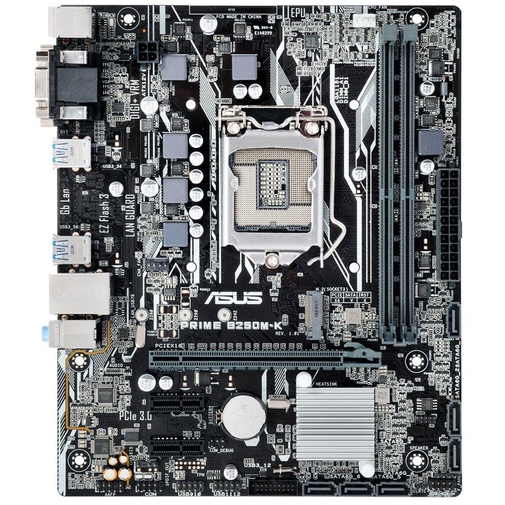 Placa-Mãe ASUS p/ Intel LGA 1151 mATX PRIME B250M-K,2x DDR4,1x M.2, 6x SATA 6Gb, 1x M.2 Soquete 3,1 x DVI-D,1 x D-Sub Placa-Mãe ASUS p/ Intel LGA 1151 mATX PRIME B250M-K,2x DDR4,1x M.2, 6x SATA 6Gb, 1x M.2 Soquete 3,1 x DVI-D,1 x D-Sub