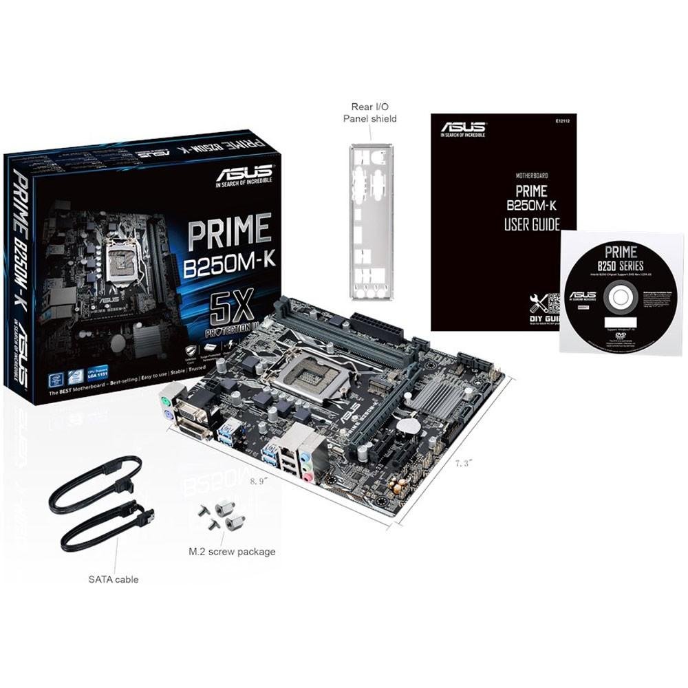 Placa-Mãe ASUS p/ Intel LGA 1151 mATX PRIME B250M-K,2x DDR4,1x M.2, 6x SATA 6Gb, 1x M.2 Soquete 3,1 x DVI-D,1 x D-Sub Placa-Mãe ASUS p/ Intel LGA 1151 mATX PRIME B250M-K,2x DDR4,1x M.2, 6x SATA 6Gb, 1x M.2 Soquete 3,1 x DVI-D,1 x D-Sub
