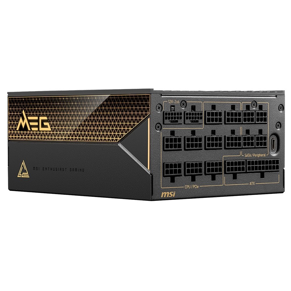 Fonte MSI MEG Ai1600T, 1600W, 80 Plus Titanium, Modular, PFC Ativo, Com Cabo, Preto - MEGAi1600TPCIE5