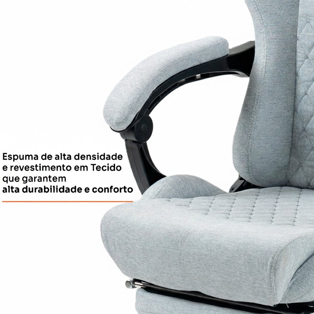 Cadeira Gamer Husky Tempest 700, Até 145kg, Almofadas, Reclinável 150º, Tecido, Descanso para Pés, Cinza - HCG700CZT - view 7