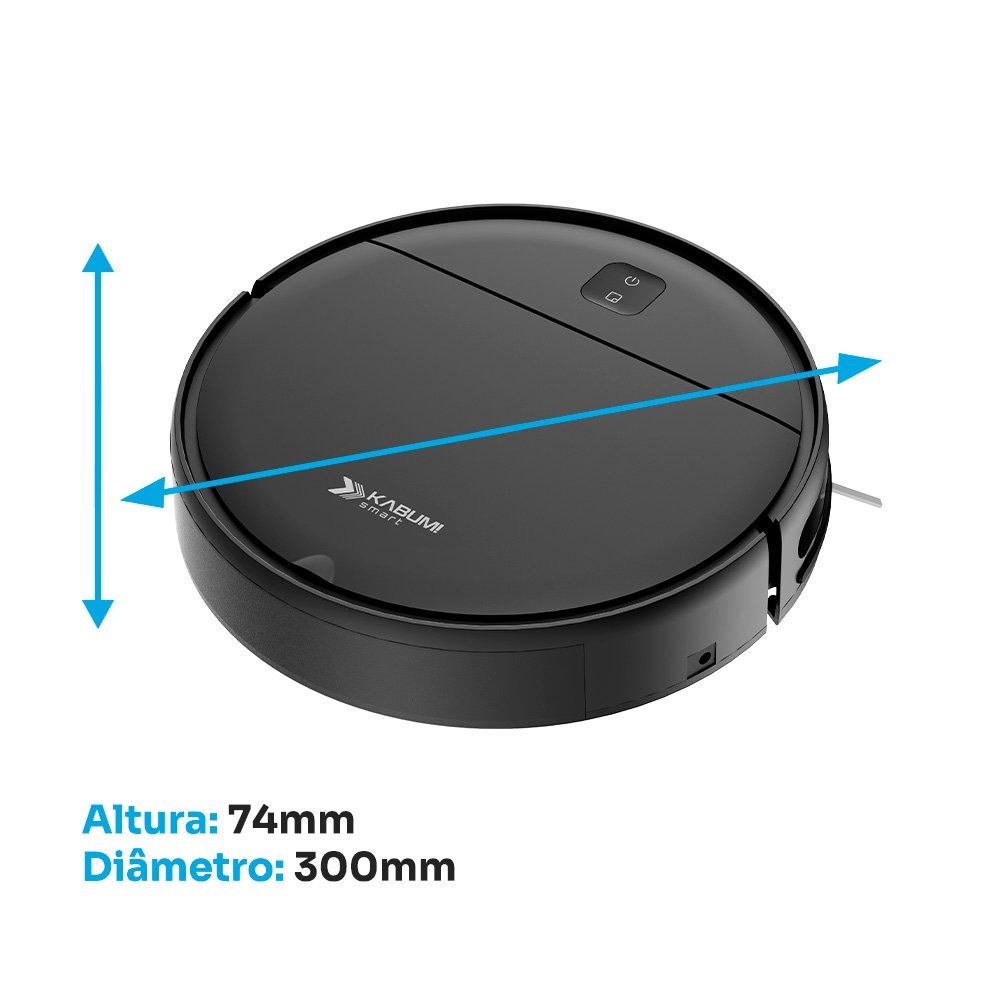 Robô Aspirador de Pó KABUM! smart K100 - Limpeza Autônoma Sem App, Design Slim, Até 90min, Sensor Antiqueda/Anticolisão, Bivolt - KSAR100PT