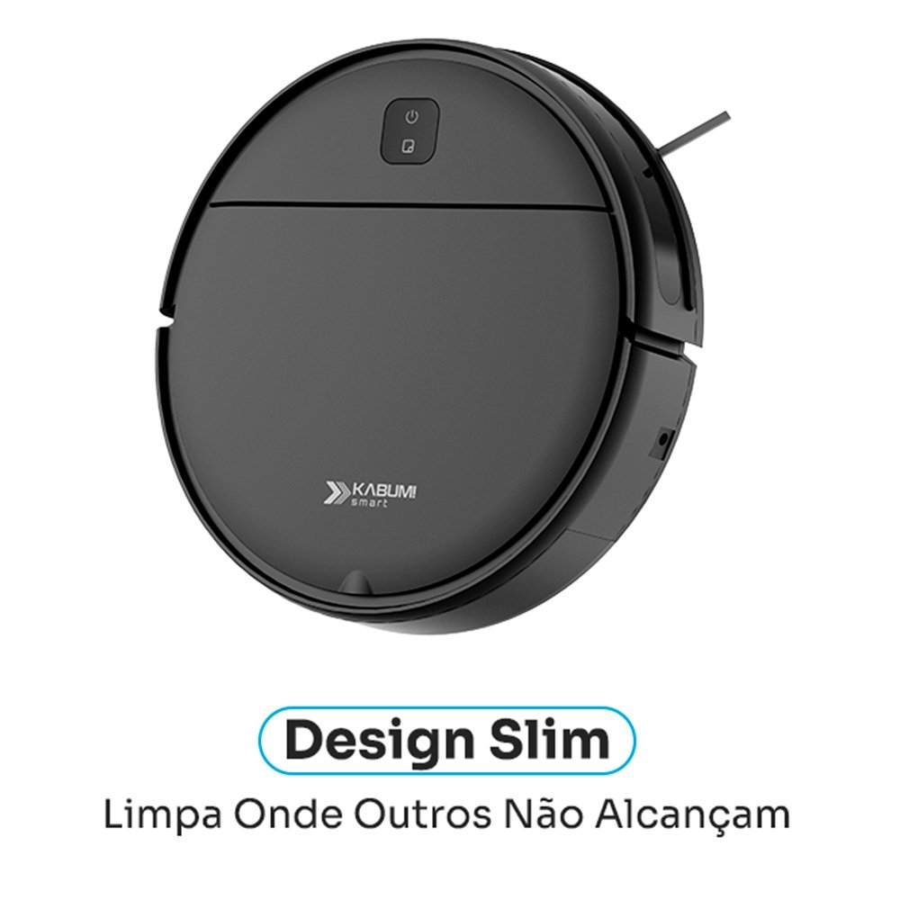 Robô Aspirador de Pó KABUM! smart K100 - Limpeza Autônoma Sem App, Design Slim, Até 90min, Sensor Antiqueda/Anticolisão, Bivolt - KSAR100PT