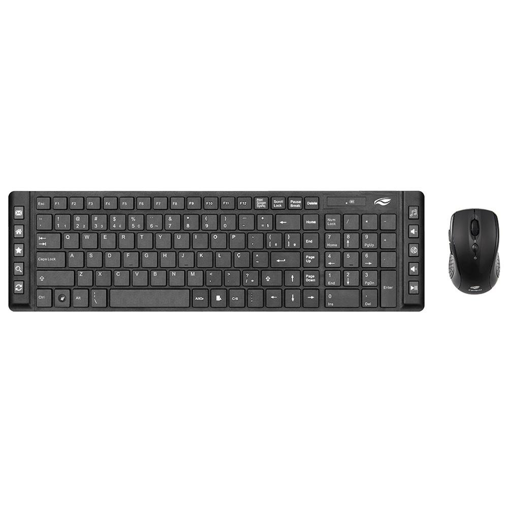 Kit Teclado e Mouse sem Fio Preto, C3TECH K-W70BK