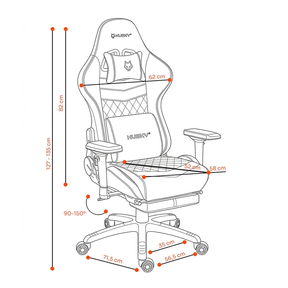 Cadeira Gamer Husky Tempest 4D, Até 145kg, Braços 4D, Almofadas, Reclinável 150º, Tecido, Descanso para Pés, Cinza Tecido - HCG700CZT4D - view 12