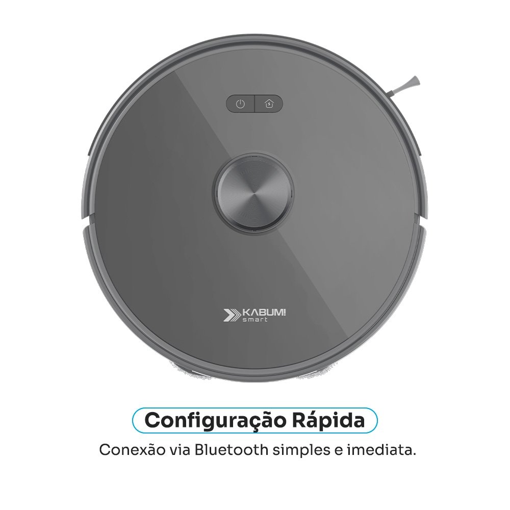 Robô Aspirador de Pó e Passa Pano KABUM! smart K1100, Mapeia, MOP rotativo, Autolimpante, 10000PA, APP, 127V, Cor Inox/Cinza  - KSAR110010CZ