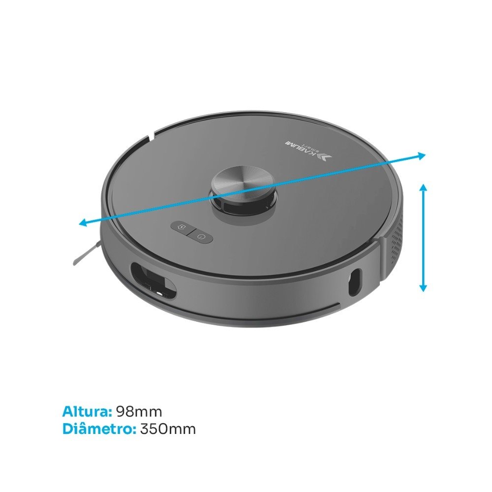 Robô Aspirador de Pó e Passa Pano KABUM! smart K1100, Mapeia, MOP rotativo, Autolimpante, 10000PA, APP, 127V, Cor Inox/Cinza  - KSAR110010CZ