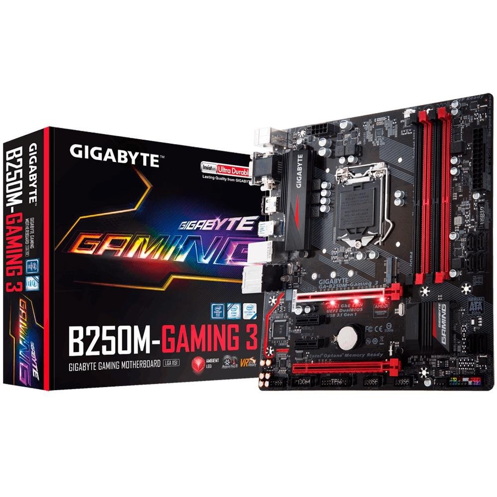 Placa-Mãe Gigabyte GA-B250M-Gaming 3, Intel LGA 1151, mATX, DDR4 Placa-Mãe Gigabyte GA-B250M-Gaming 3, Intel LGA 1151, mATX, DDR4