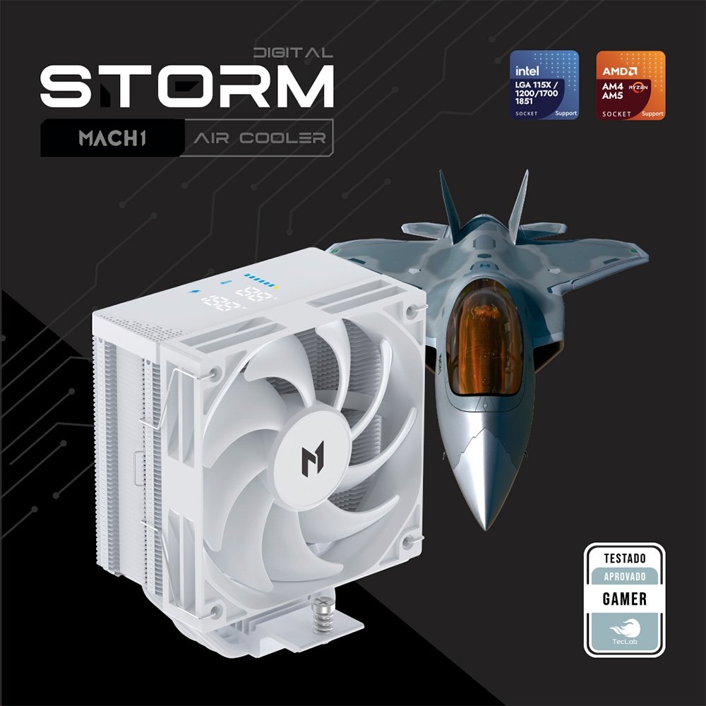 Air Cooler MACH1 STORM DIGITAL, AMD e Intel, 120mm, Branco - B40 DIG WH V2