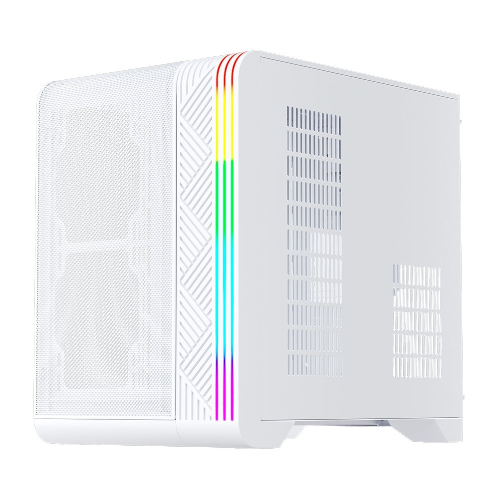 Gabinete Gamer 1STPLAYER VT5, Mid Tower, RGB, ATX, Lateral em Vidro Temperado, 3X Fans, Branco - VT5-WH-3FS7 Gabinete Gamer 1STPLAYER VT5, Mid Tower, RGB, ATX, Lateral em Vidro Temperado, 3X Fans, Branco - VT5-WH-3FS7