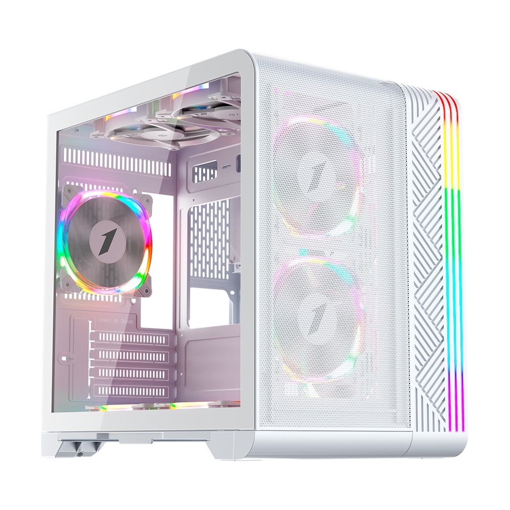 Gabinete Gamer 1STPLAYER VT5, Mid Tower, RGB, ATX, Lateral em Vidro Temperado, 3X Fans, Branco - VT5-WH-3FS7 Gabinete Gamer 1STPLAYER VT5, Mid Tower, RGB, ATX, Lateral em Vidro Temperado, 3X Fans, Branco - VT5-WH-3FS7