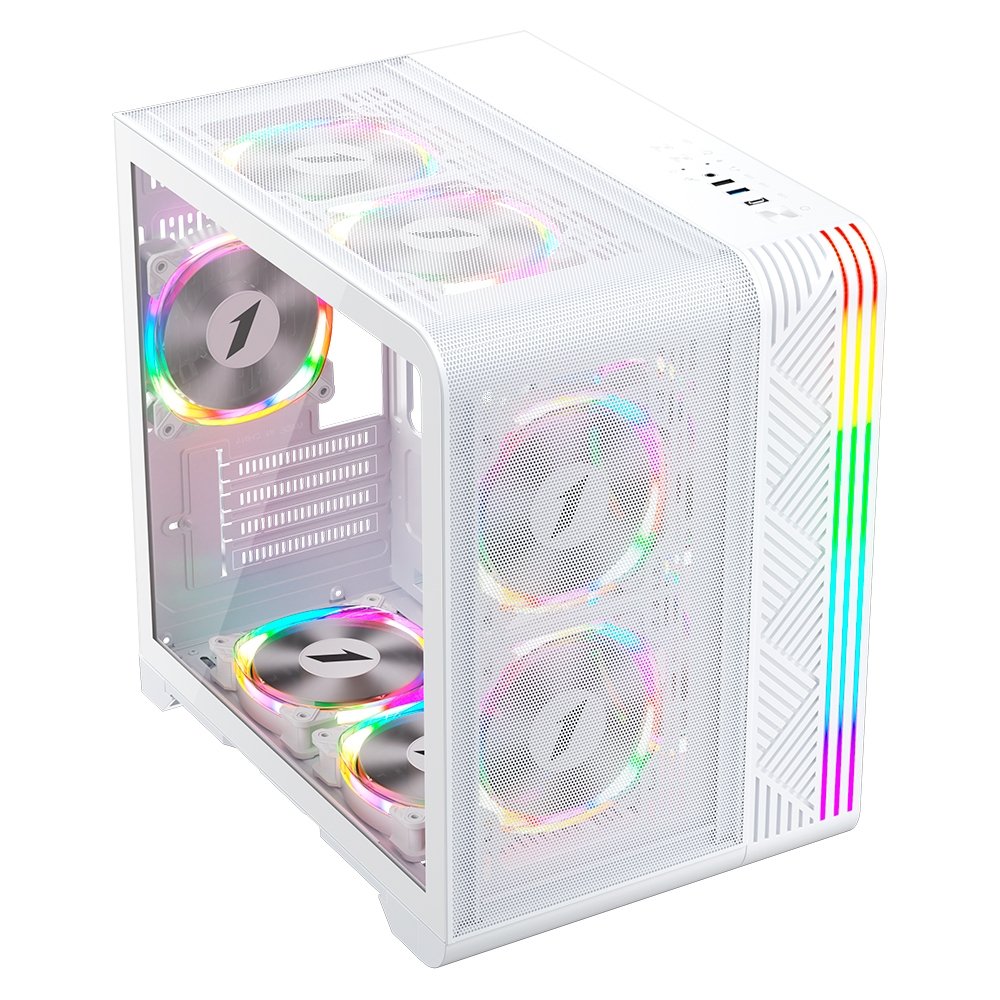Gabinete Gamer 1STPLAYER VT5, Mid Tower, RGB, ATX, Lateral em Vidro Temperado, 3X Fans, Branco - VT5-WH-3FS7 Gabinete Gamer 1STPLAYER VT5, Mid Tower, RGB, ATX, Lateral em Vidro Temperado, 3X Fans, Branco - VT5-WH-3FS7