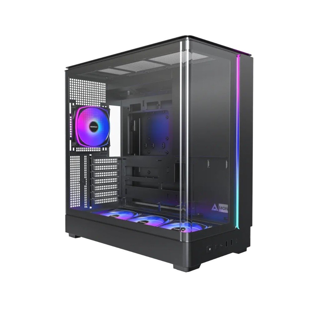 Gabinete Gamer Montech KING15 PRO, Mid Tower, ARGB, ATX, Frontal e Lateral em Vidro, Preto - KING15PB