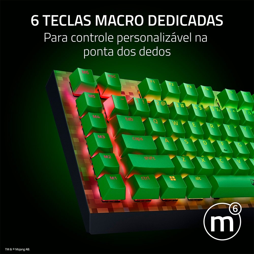 Teclado Gamer Razer BlackWidow V4 X Minecraft