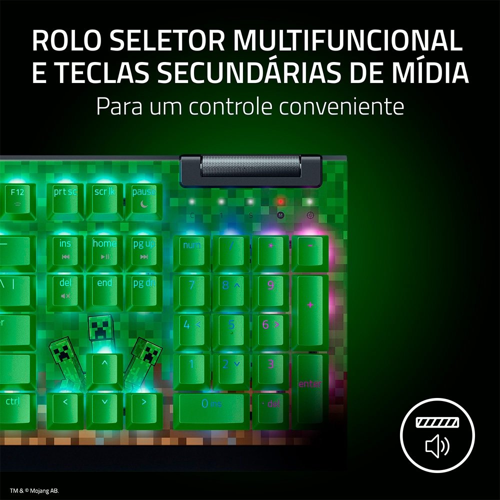 Teclado Gamer Razer BlackWidow V4 X Minecraft