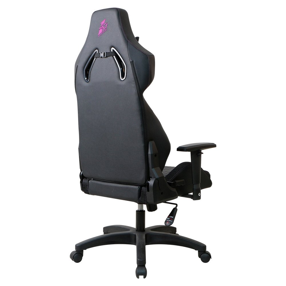 Cadeira Gamer 1STPLAYER WIN101, Até 160kg, Reclinável, com Almofadas, Material PVC, Preta e Rosa - WIN-101-BK Cadeira Gamer 1STPLAYER WIN101, Até 160kg, Reclinável, com Almofadas, Material PVC, Preta e Rosa - WIN-101-BK