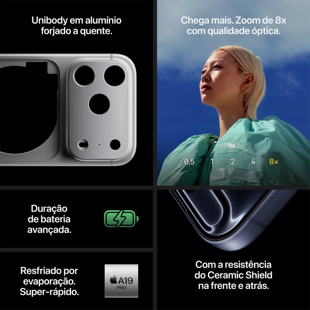 iPhone 17 Pro Apple 1TB, Câmera Tripla Fusion de 48MP, Tela 6.3" Super Retina XDR, Laranja-cósmico iPhone 17 Pro Apple 1TB, Câmera Tripla Fusion de 48MP, Tela 6.3" Super Retina XDR, Laranja-cósmico