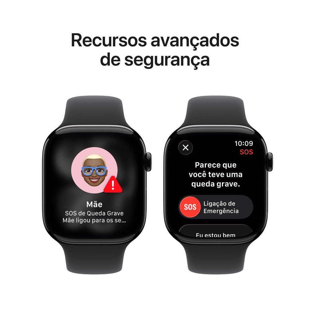Apple Watch Series 11 GPS, Caixa Preta Brilhante de Alumínio de 46 mm, Pulseira Esportiva Preta, Tamanho M/G - MEUX4AM/A