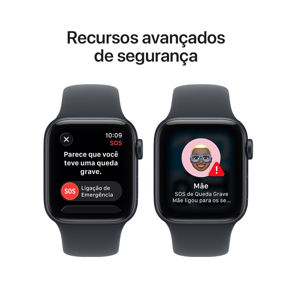 Apple Watch SE 3 GPS + Cellular, Caixa Meia-noite de Alumínio de 44 mm, Pulseira Esportiva Meia-noite, Tamanho P/M - MEPH4AM/A