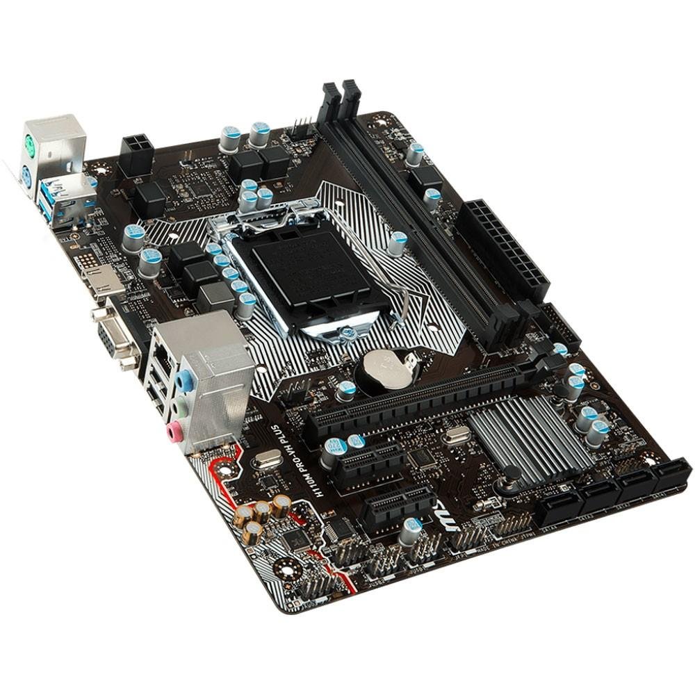 Placa-Mãe MSI H110M Pro-VH Plus, Intel LGA 1151, mATX, DDR4, Preto Placa-Mãe MSI H110M Pro-VH Plus, Intel LGA 1151, mATX, DDR4, Preto