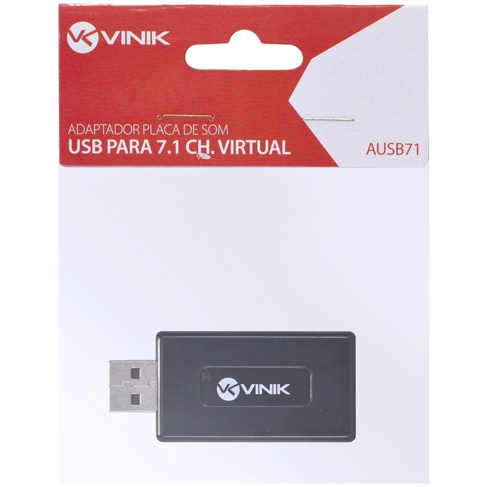 Adaptador de Som Vinik USB 7.1 Canais Virtual AUSB71 Adaptador de Som Vinik USB 7.1 Canais Virtual AUSB71