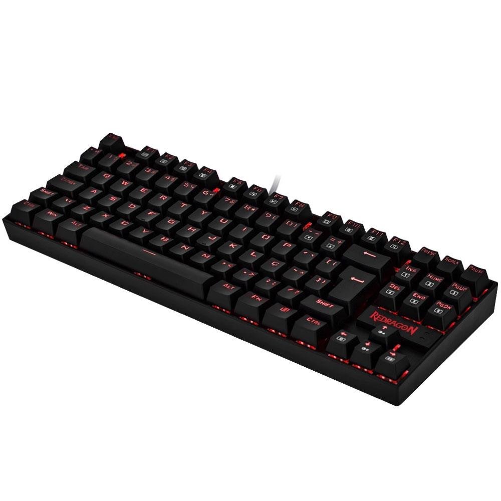 Teclado Mecânico Gamer Redragon Kumara, Anti-Ghosting, LED Vermelho, Switch Outemu Brown, ABNT2, Preto - K552-2 (PT-BROWN)