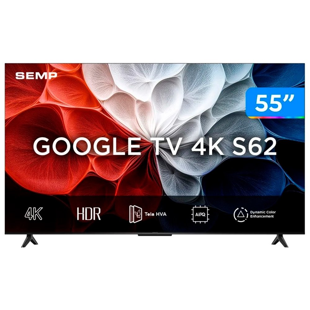 Smart TV 55"" SEMP 4K LED 55S62 Google TV AiPQ Pro Google Assistente 3 HDMI e USB - view 3