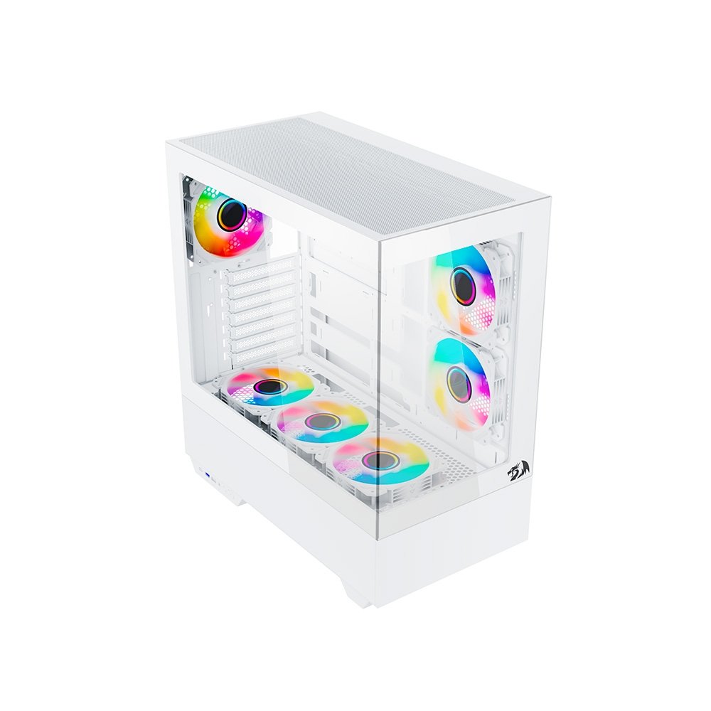 Gabinete Gamer Redragon Reflect Pro, Mid Tower, ARGB, ATX, Frontal e Lateral em Vidro, Sem FANs, Branco - CA-607W Gabinete Gamer Redragon Reflect Pro, Mid Tower, ARGB, ATX, Frontal e Lateral em Vidro, Sem FANs, Branco - CA-607W