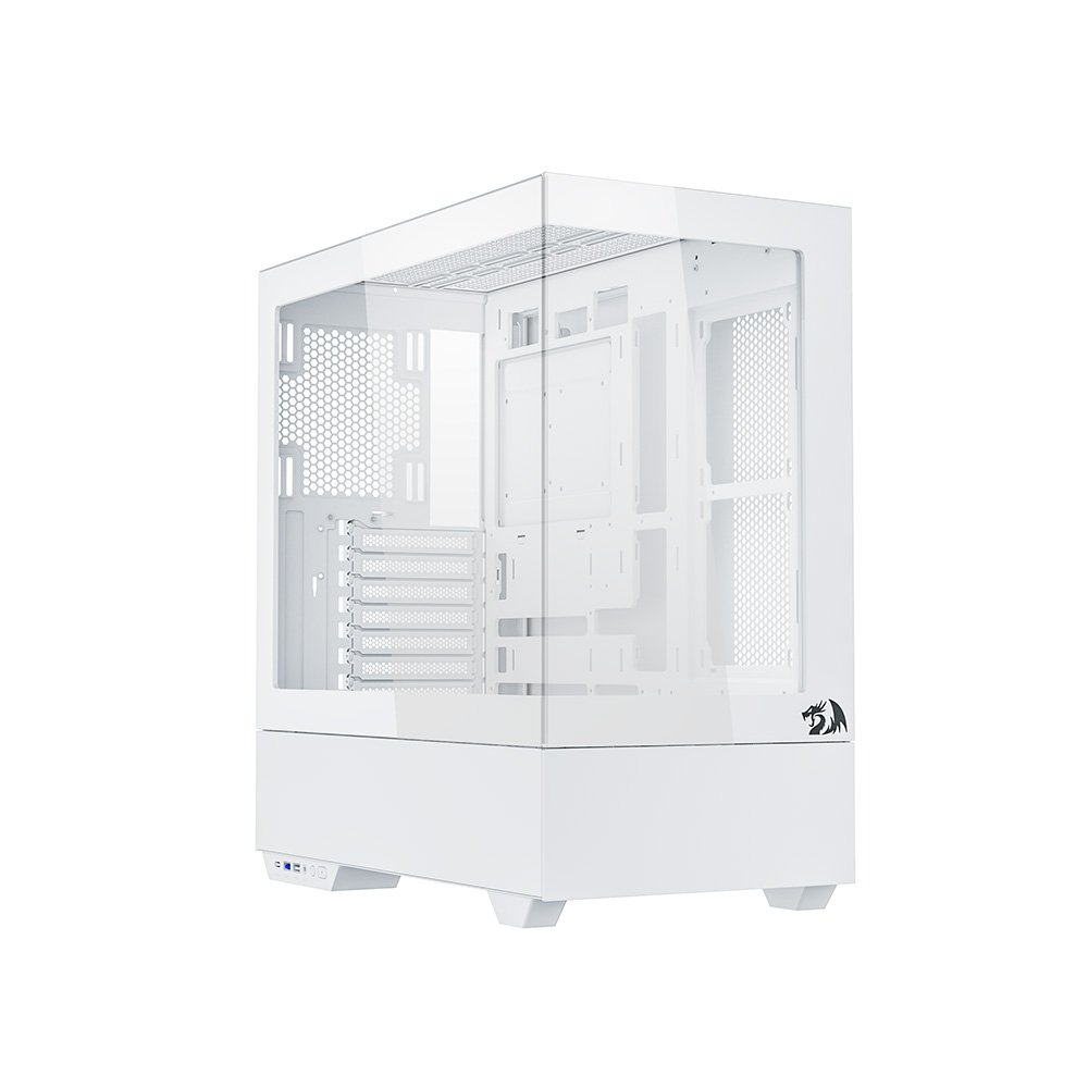 Gabinete Gamer Redragon Reflect Pro, Mid Tower, ARGB, ATX, Frontal e Lateral em Vidro, Sem FANs, Branco - CA-607W Gabinete Gamer Redragon Reflect Pro, Mid Tower, ARGB, ATX, Frontal e Lateral em Vidro, Sem FANs, Branco - CA-607W