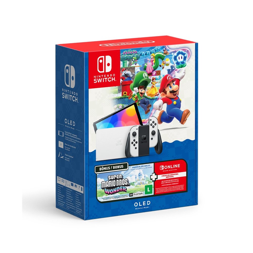 Console Nintendo Switch OLED + Super Mario Bros. Wonder + 3MO NOS - NT000053NSW