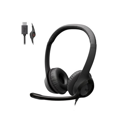 Headset Logitech H390, Controles de Áudio Integrado, Microfone com Redução de Ruído, USB-C, Preto - 981-001575