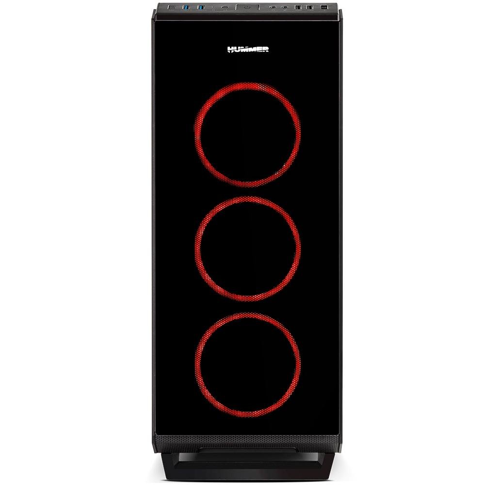 Gabinete NOX TGF em Vidro Temperado, Controlador de FAN e RGB, USB 3.0, 4 FANS com RGB Rainbow NXHUMMERTGF