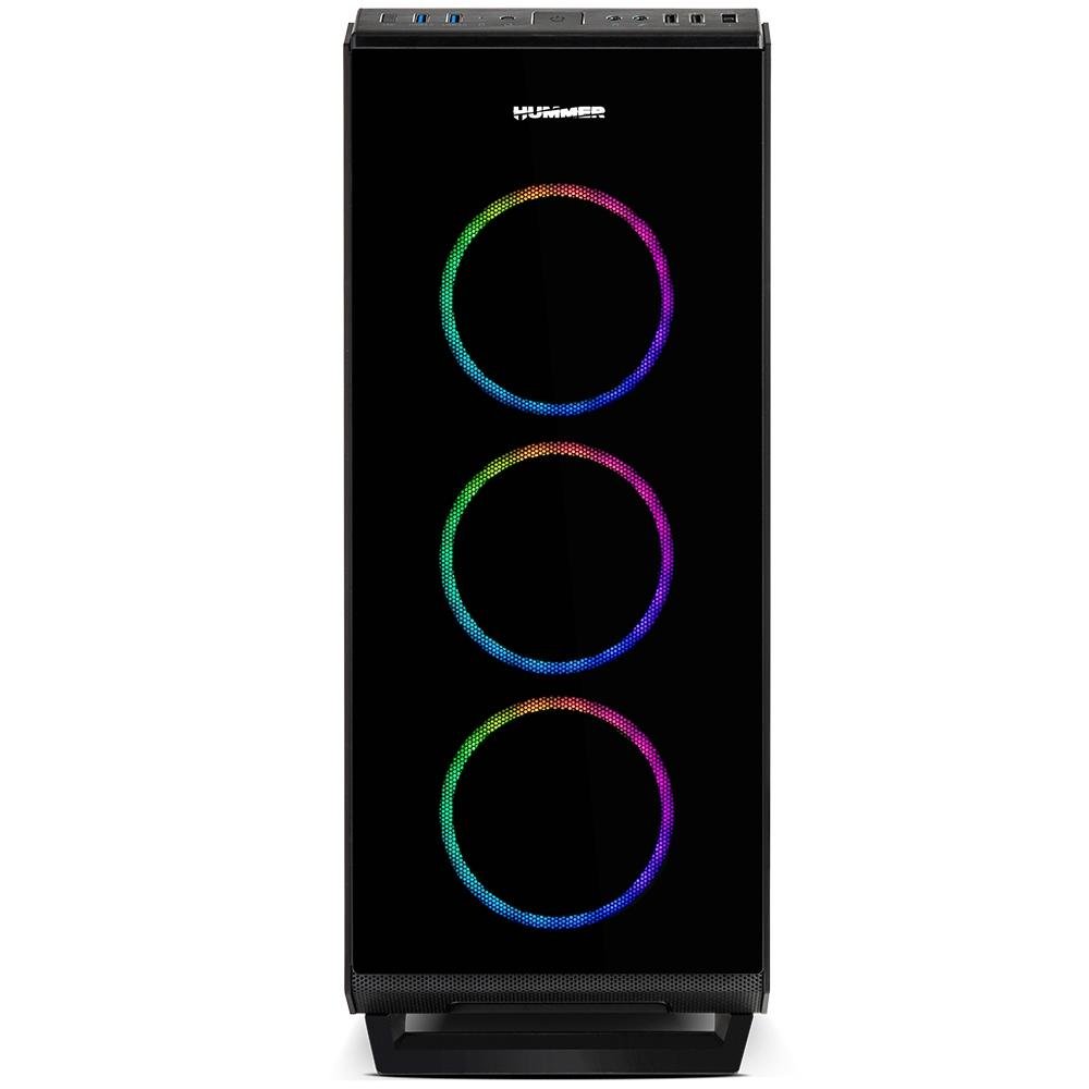 Gabinete NOX TGF em Vidro Temperado, Controlador de FAN e RGB, USB 3.0, 4 FANS com RGB Rainbow NXHUMMERTGF