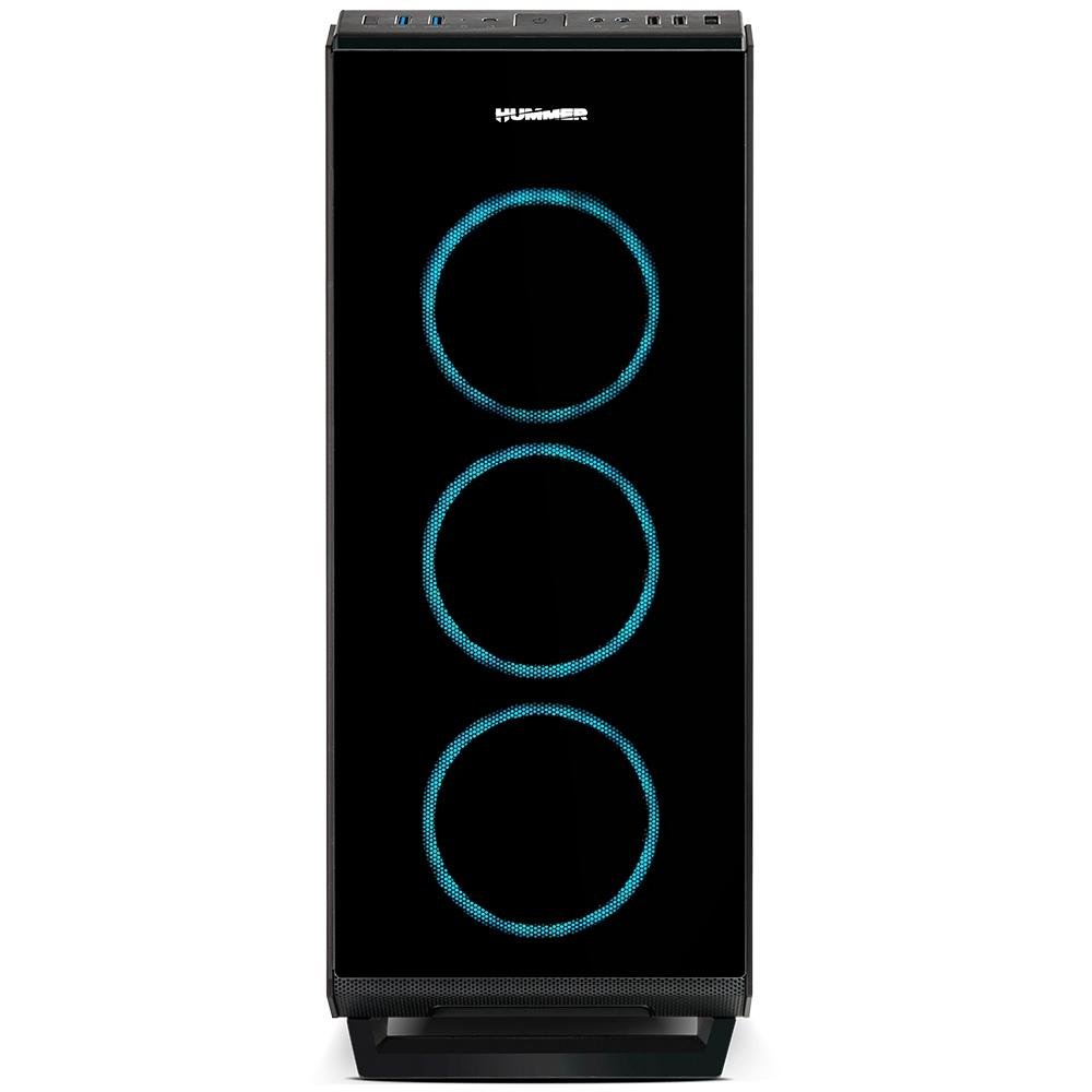 Gabinete NOX TGF em Vidro Temperado, Controlador de FAN e RGB, USB 3.0, 4 FANS com RGB Rainbow NXHUMMERTGF