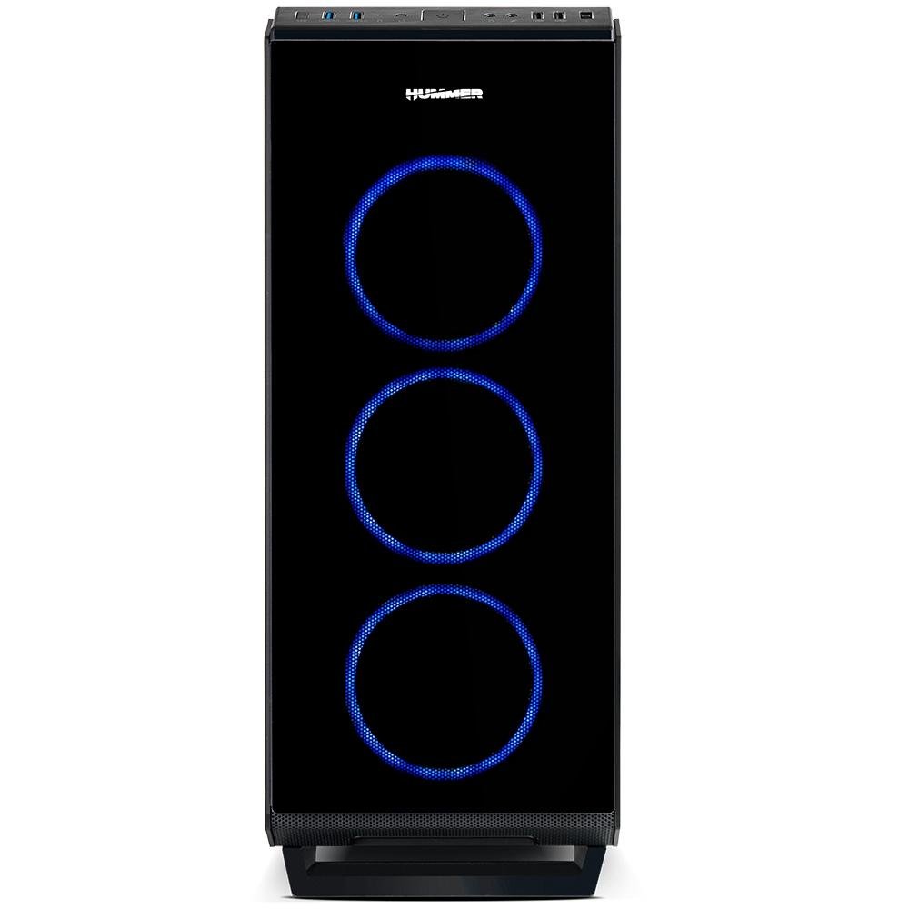 Gabinete NOX TGF em Vidro Temperado, Controlador de FAN e RGB, USB 3.0, 4 FANS com RGB Rainbow NXHUMMERTGF