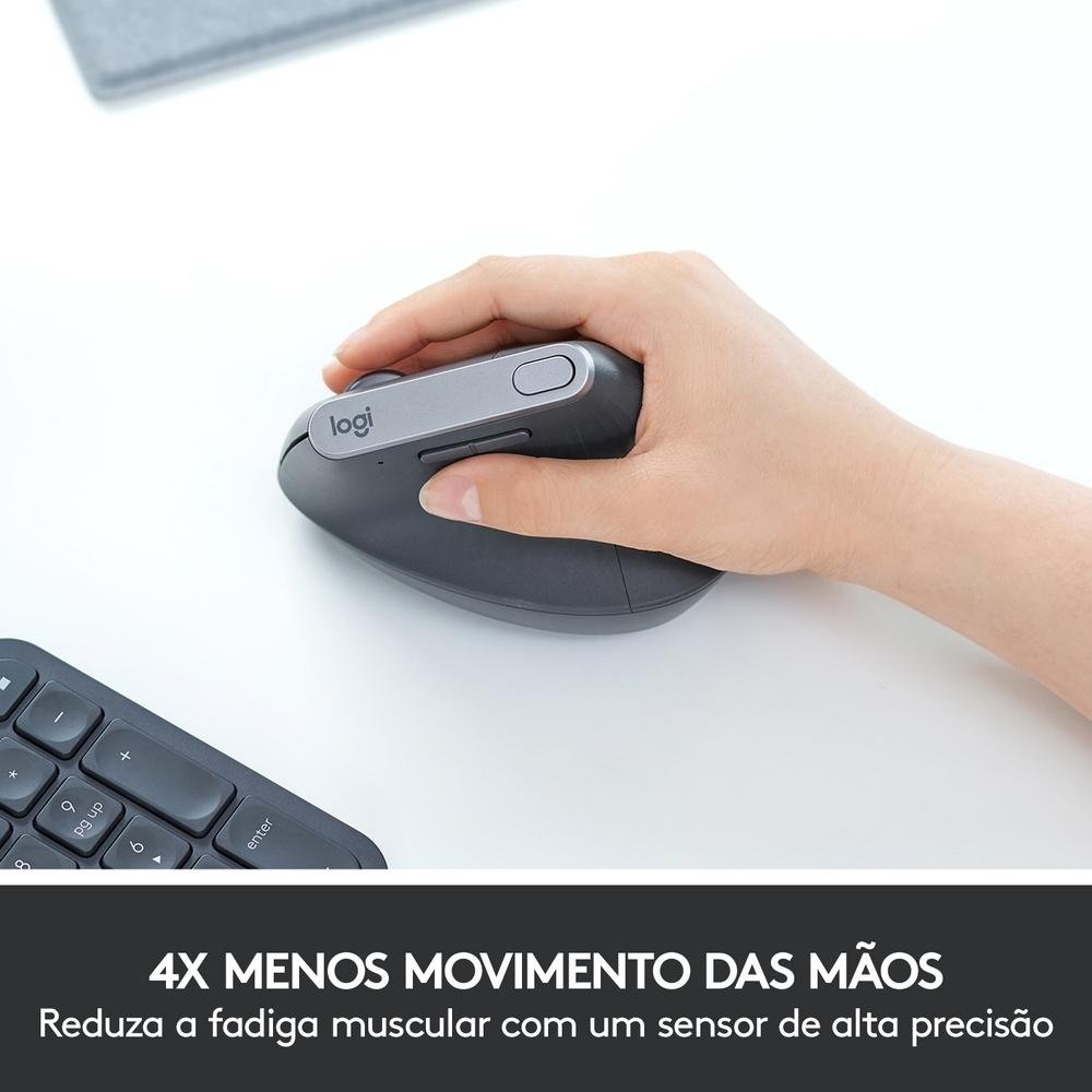 Mouse sem fio Logitech MX Vertical Design Ergonômico para Redução