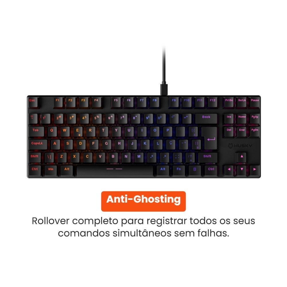 Teclado Mecânico Gamer Husky Harbor, ABNT2, RGB, Switch Gateron Brown, Hotswap, Preto - HTG210PTMA Teclado Mecânico Gamer Husky Harbor, ABNT2, RGB, Switch Gateron Brown, Hotswap, Preto - HTG210PTMA