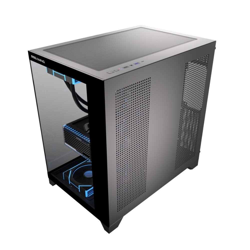 Gabinete Gamer Esgaming Mira, Mini Tower, ATX, Frontal e Lateral em Vidro Temperado, Sem Fans, Preto - 1101-BK Gabinete Gamer Esgaming Mira, Mini Tower, ATX, Frontal e Lateral em Vidro Temperado, Sem Fans, Preto - 1101-BK