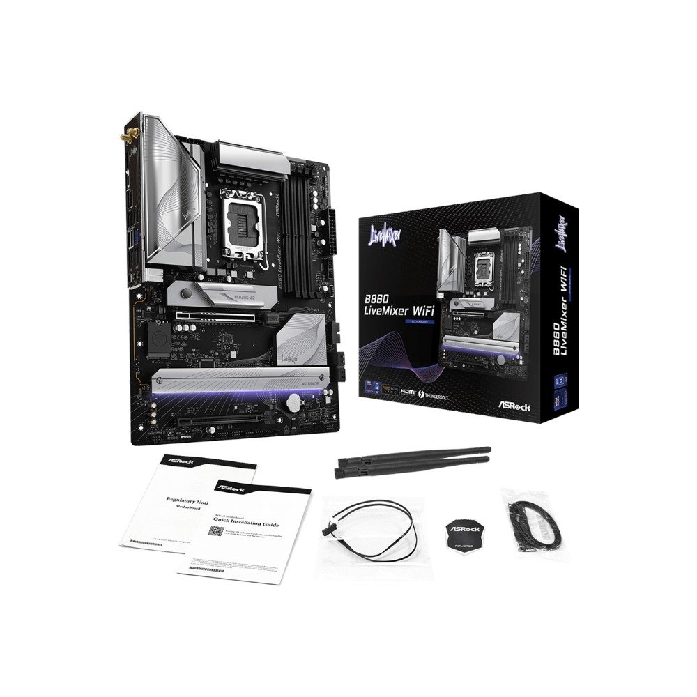 Placa-Mãe ASRock B860 LiveMixer WiFi, Intel LGA 1851, ATX, DDR5 - 90-MXBQV0-A0UAYZ