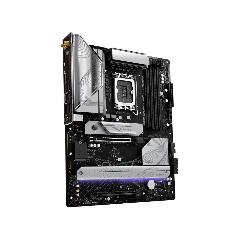 Placa-Mãe ASRock B860 LiveMixer WiFi, Intel LGA 1851, ATX, DDR5 - 90-MXBQV0-A0UAYZ