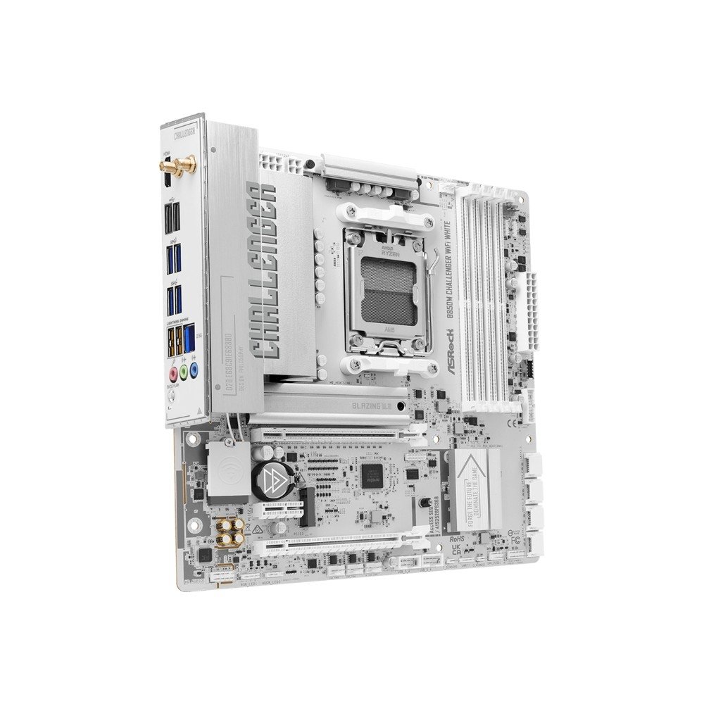 Placa-Mãe ASRock B850M Challenger WiFi White, AMD AM5, Micro ATX, DDR5 - 90-MXBU50-A0UAYZ