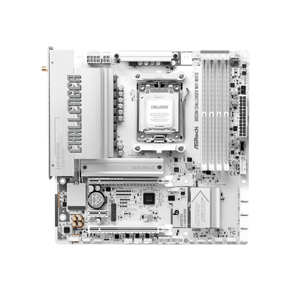 Placa-Mãe ASRock B850M Challenger WiFi White, AMD AM5, Micro ATX, DDR5 - 90-MXBU50-A0UAYZ