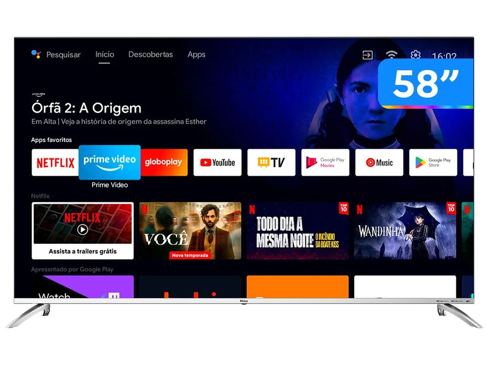 Tv Smart Philco 58 Polegadas 4k Led Android KaBuM