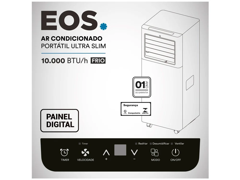 Ar-condicionado Portátil 10000 Btus Eos Ultra Slim Eap10f 110v Ar-condicionado Portátil 10000 Btus Eos Ultra Slim Eap10f 110v